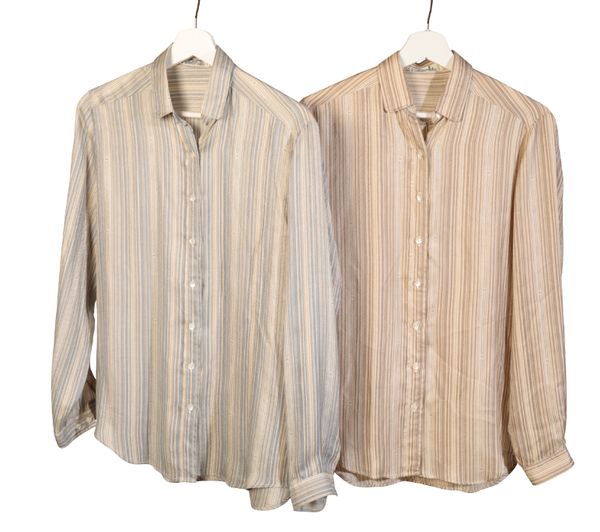 HERMES, PARIS: TWO LADIES  VINTAGE STRIPED SHIRTS