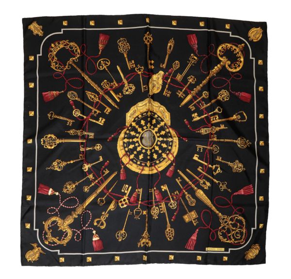 HERMES, PARIS: A "LES CLES KEY" SILK SCARF