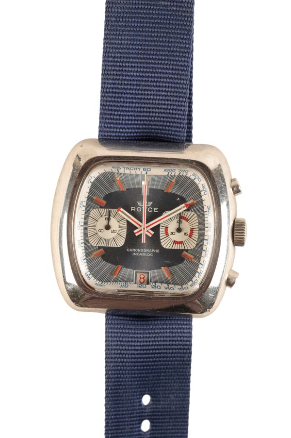 ROYCE: A GENTLEMAN'S STAINLESS STEEL CHRONOGRAPH WRISTWATCH