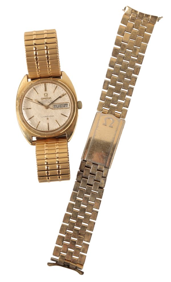 OMEGA CONSTELLATION: A GOLD-PLATED GENTLEMAN'S BRACELET WATCH