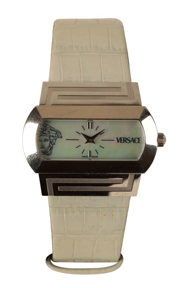 VERSACE: A LADY'S STAINLESS STEEL WRISTWATCH