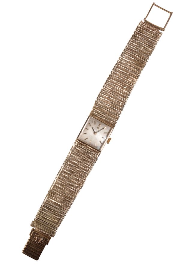 OMEGA: A LADY'S 9CT GOLD BRACELET WATCH