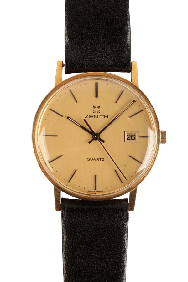 ZENITH: A  9CT GOLD GENTLEMAN'S WRISTWATCH