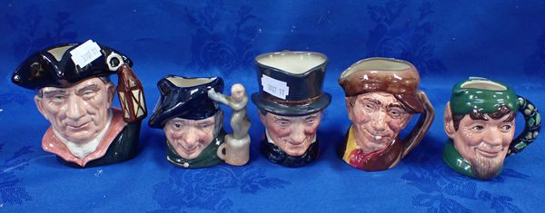 FIVE ROYAL DOULTON SMALL CHARACTER JUGS