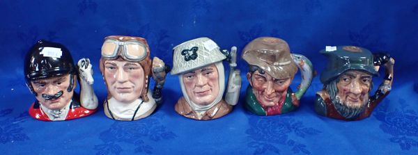 FIVE ROYAL DOULTON SMALL CHARACTER JUGS