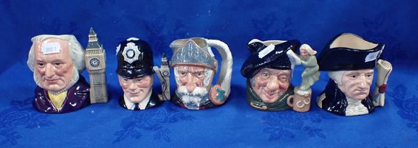 FIVE ROYAL DOULTON SMALL CHARACTER JUGS