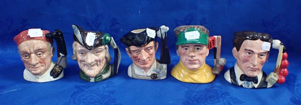 FIVE ROYAL DOULTON SMALL CHARACTER JUGS