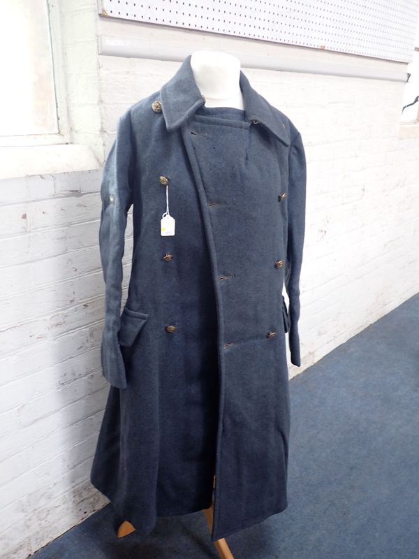 AN RAF GREATCOAT, WITH PRINTED INSIGNIA