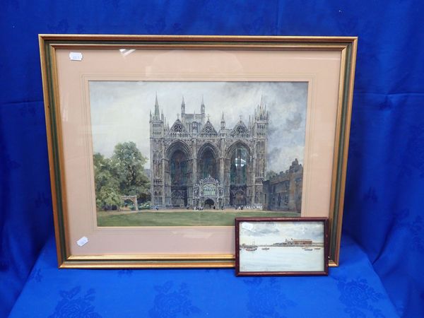 W.W. COLLINS: PETERBOROUGH CATHEDRAL, WATERCOLOUR