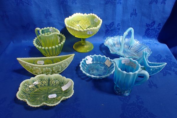 A COLLECTION OF VICTORIAN DAVIDSON PRESSED GLASS