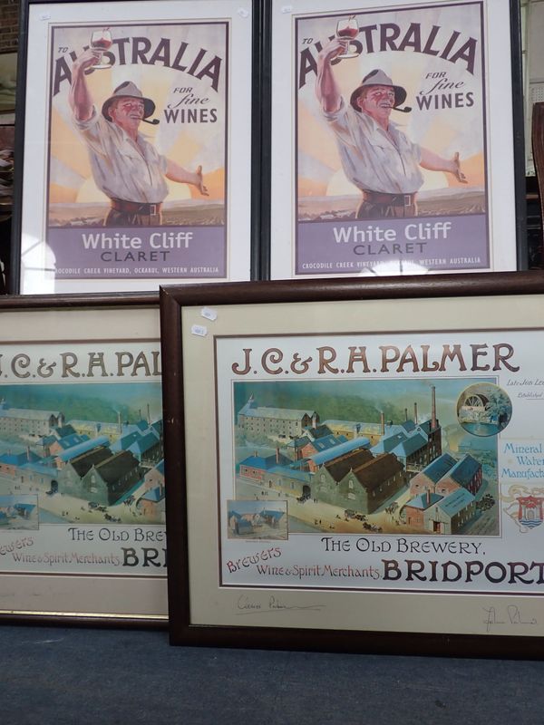 TWO REPRODUCTION POSTERS FOR PALMER'S BREWERY, BRIDPORT