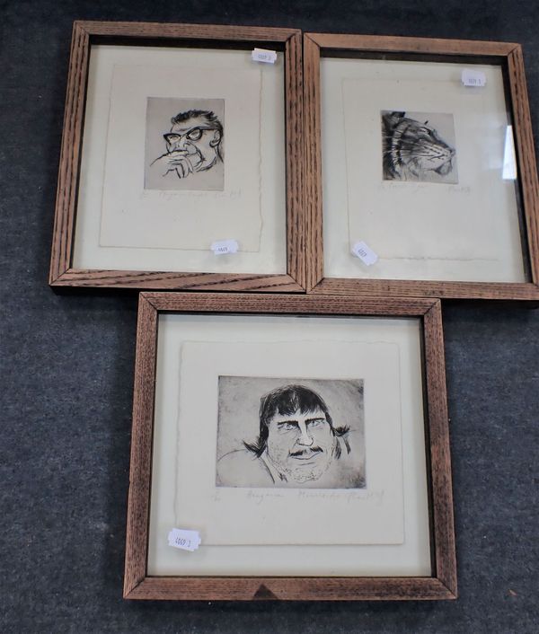 THREE MODERN ETCHINGS: 'PROUD TIGER'