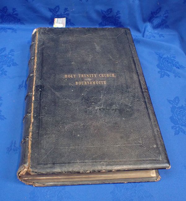 A LARGE VICTORIAN BIBLE, FROM HOLY TRINITY CHURCH, BOURNEMOUTH