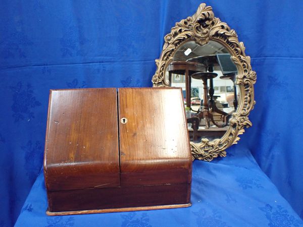 A VICTORIAN OAK STATIONERY BOX