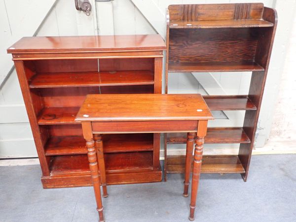 A SMALL VICTORIAN MAHOGANY OPEN BOOKCASE