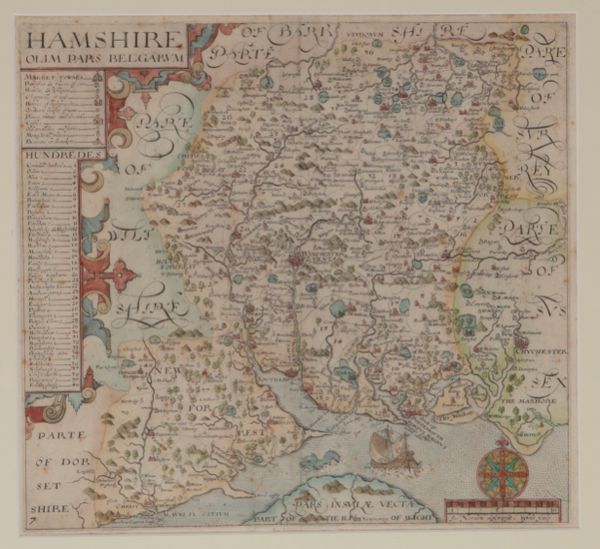 HOLE, WILLIAM (fl. 1601-1624), COLOURED ENGRAVING, MAP OF 'HAMSHIRE'