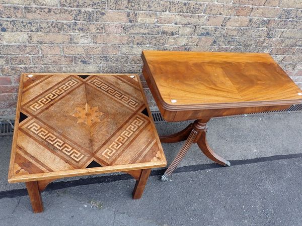 A 'GREEK KEY' PARQUETRY TOPPED COFFEE TABLE