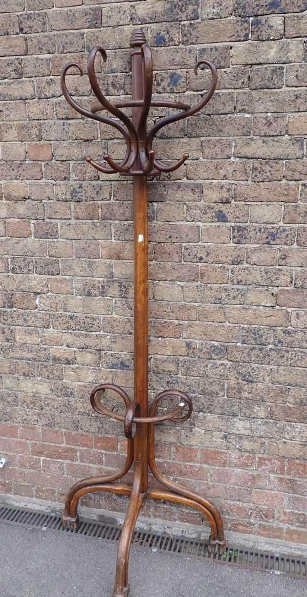 A THONET STYLE BENTWOOD COAT STAND, FLAT-BACKED, LATE 19TH CENTURY