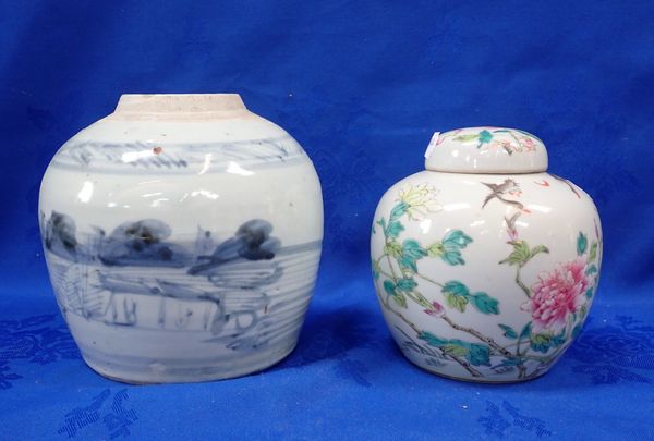 A CHINESE FAMILLE ROSE GINGER JAR AND COVER