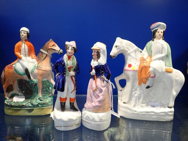 FOUR VICTORIAN STAFFORDSHIRE FIGURES