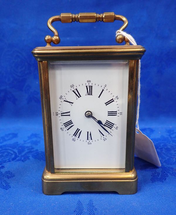 A FRENCH CARRIAGE CLOCK WITH STRIKE