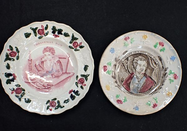 TWO 19TH CENTURY NURSERY PLATES: 'CHRISTMAS DAY' AND 'ROBERT PEEL'