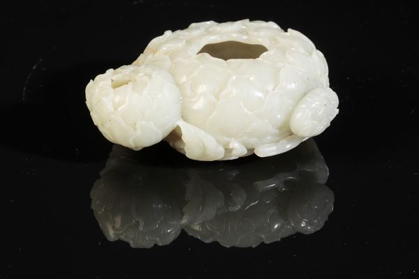 A CHINESE CELADON JADE DOUBLE BRUSH-WASHER