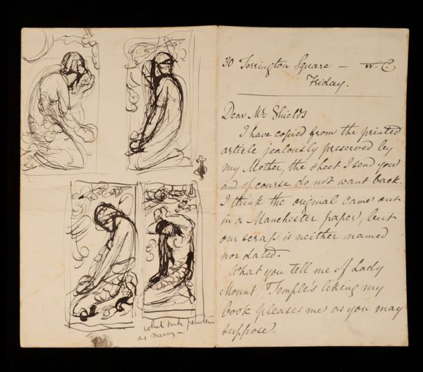 A HANDWRITTEN LETTER WITH SKETCHES FROM CHRISTINA ROSSETTI TO FREDERIC J SHIELDS