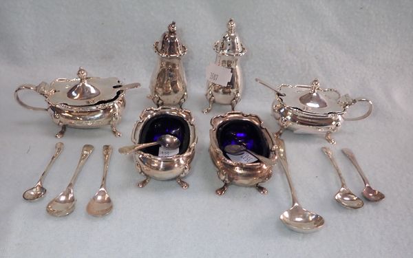 A SILVER CRUET SET