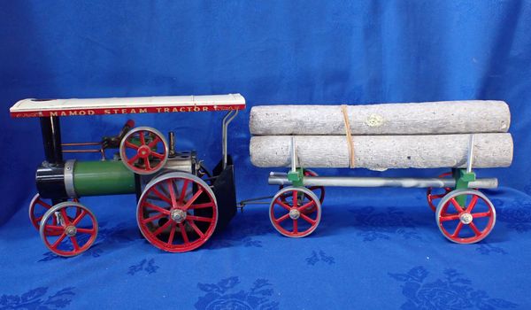 A MAMOD STEAM TRACTOR, AND LOG WAGGON