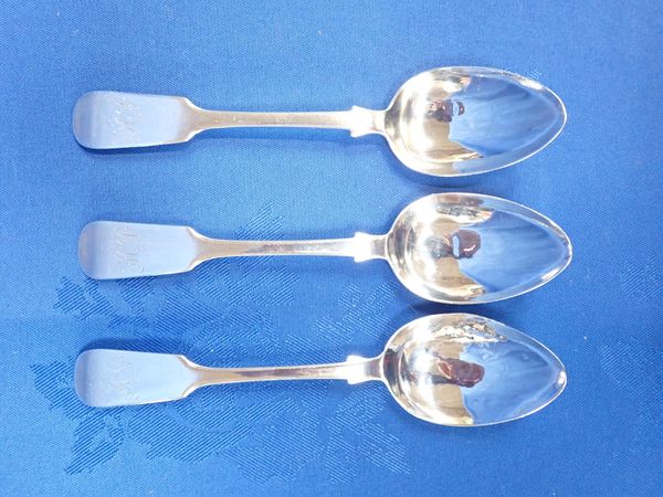 THREE SILVER DESSERT SPOONS