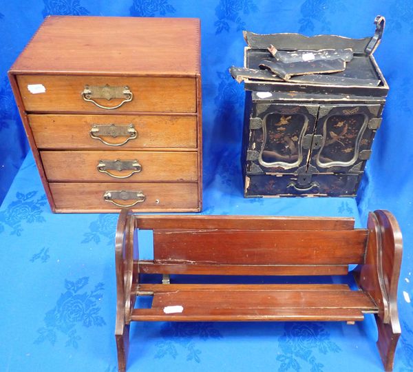 A MAHOGANY SET OF FILING DRAWERS, WITH AESTHETIC STYLE BRASS HANDLES