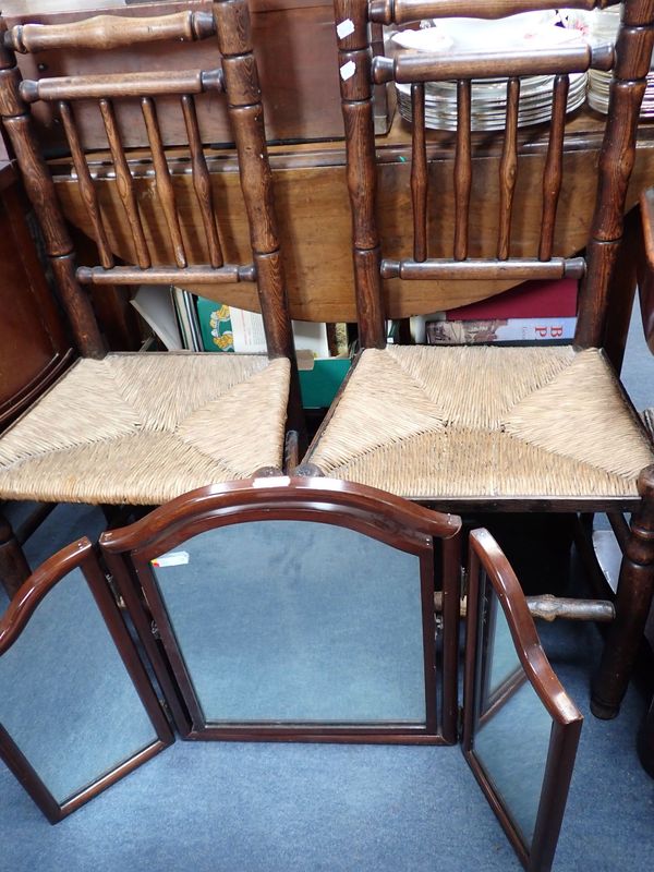 TWO LANCASHIRE TYPE ASH AND ELM SPINDLE BACK SIDE CHAIRS