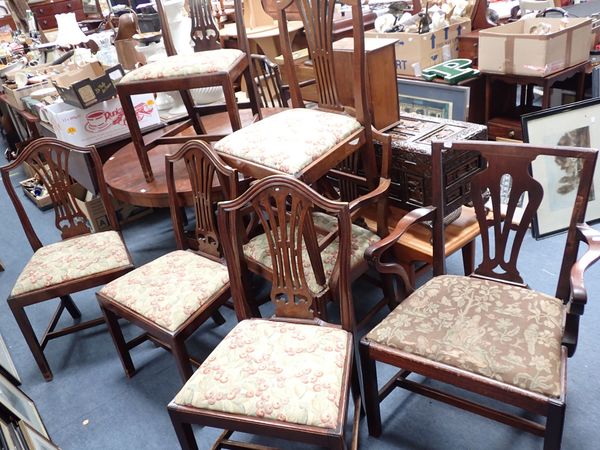 A GEORGE III MAHOGANY ELBOW CHAIR