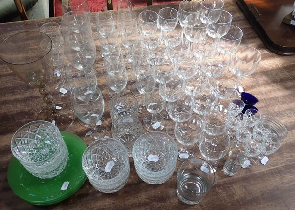 A COLLECTION OF BACCARAT WINE GLASSES, WATERFORD BOWLS