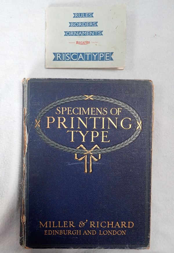 'SPECIMENS OF PRINTING TYPE' published by Miller and Richard