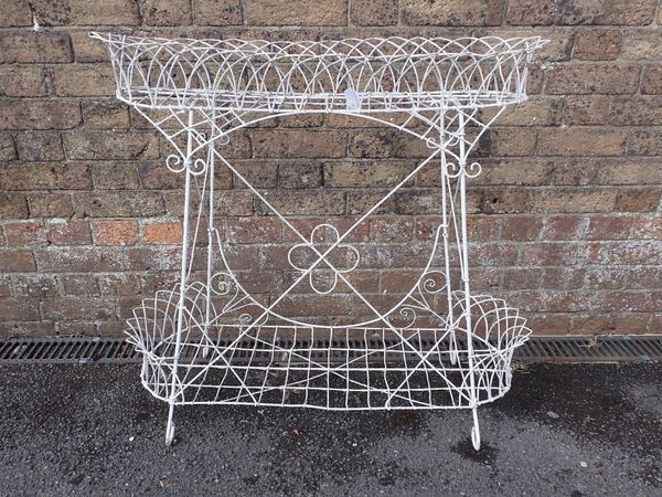 A VICTORIAN WIREWORK  TWO-TIER PLANT STAND