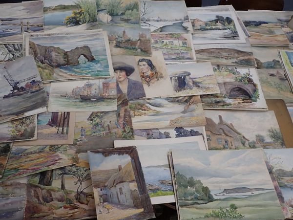 A QUANTITY OF UNFRAMED WATERCOLOURS, MANY OF DORSET