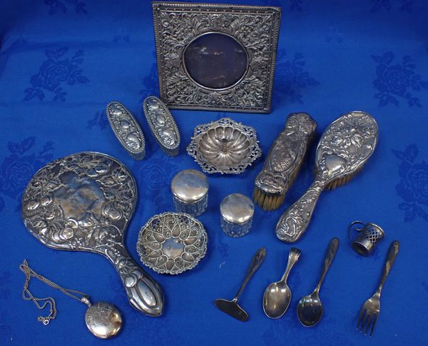 A COLLECTION OF SILVER-MOUNTED DRESSING TABLE ACCESSORIES