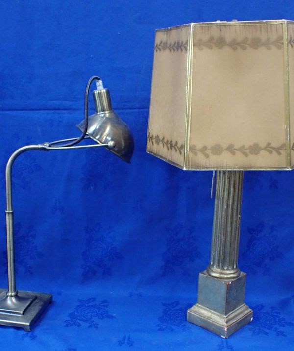 A GILT PLASTER COLUMN TABLE LAMP