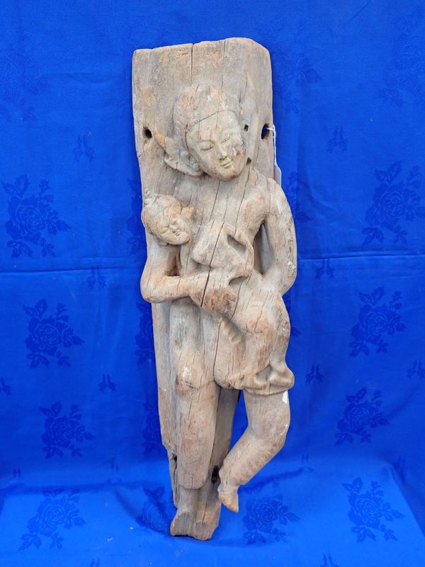 CARVED FIGURAL GROUP DEITY