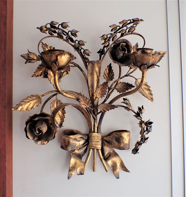 A GILT METAL WALL SCONCE