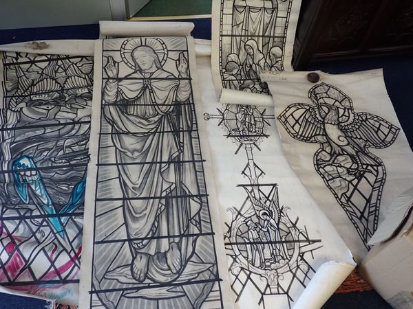 A GROUP OF FULL-SIZED CARTOONS FOR STAINED GLASS WINDOWS, MID 20TH CENTURY