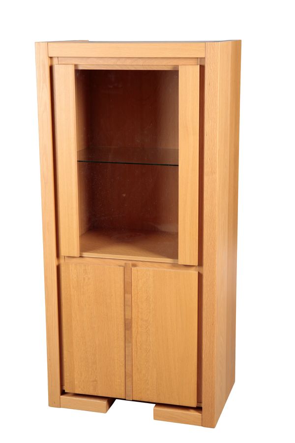 SKOVBY: A DANISH PALE OAK GLASS FRONT CABINET