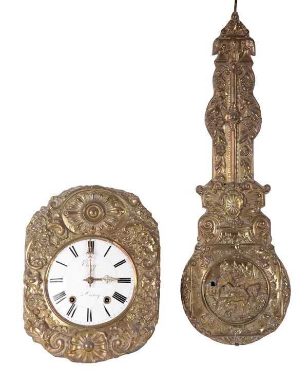 A FRENCH COMTOISE WALL CLOCK