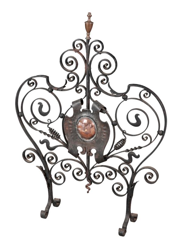 AN ARTS AND CRAFTS STYLE WROUGHT-IRON FIRESCREEN