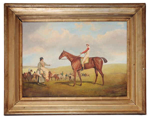 ENGLISH SCHOOL, 19TH CENTURY A racehorse with jockey up