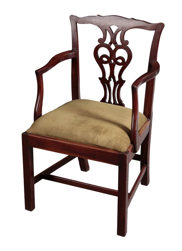 A GEORGE III MAHOGANY ARMCHAIR