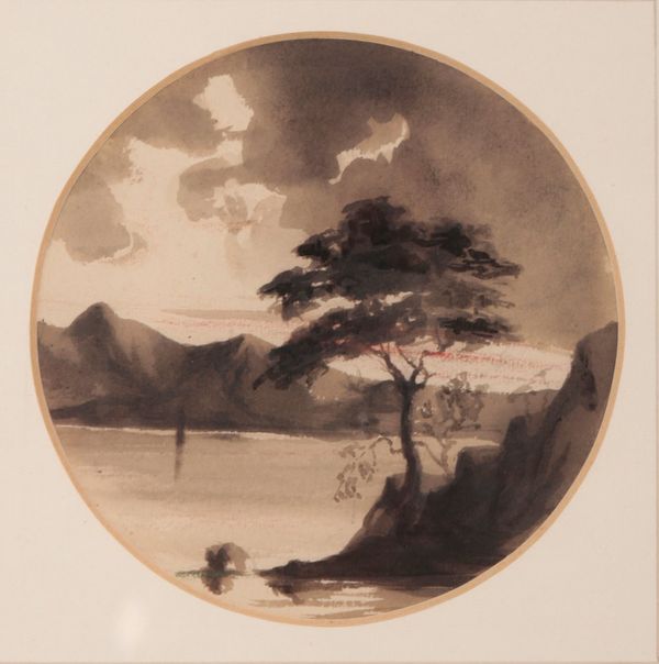 ENGLISH SCHOOL 19TH CENTURY Lakeland view with tree to the foreground