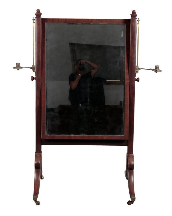 A VICTORIAN MAHOGANY CHEVAL MIRROR